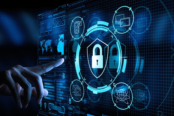 Biểu tượng chính sách chống rửa tiền (AML) và xác minh danh tính (KYC) với các lớp bảo mật.